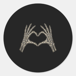 Sticker Rond Squelette rétro Hands Coeur Signal Halloween Costu