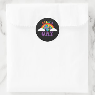 Sticker Rond Squelette Skella Gay Mois des fiertés arc-en-ciel