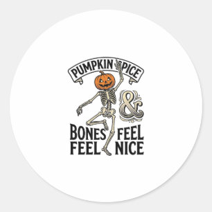 Sticker Rond Squelette Spice Pumpkin Vintage Danse Halloween Sh