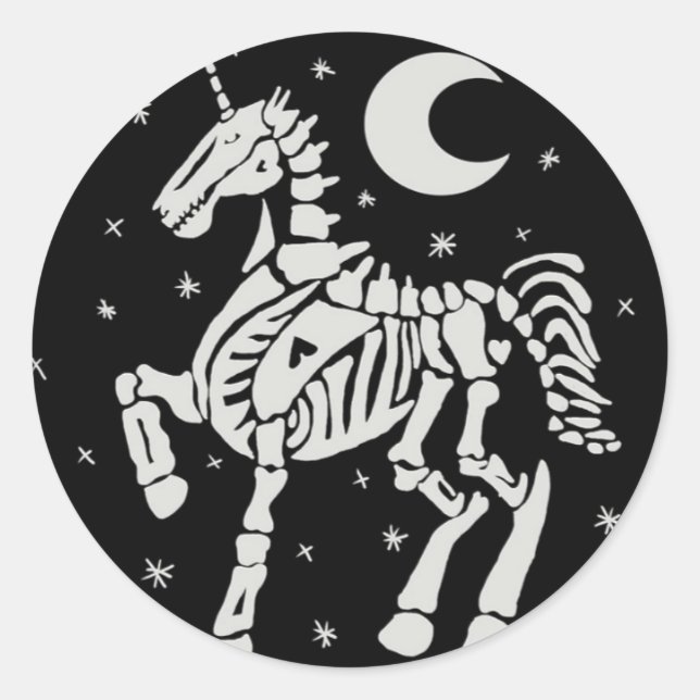 Sticker Rond Squelette Unicorne (Devant)