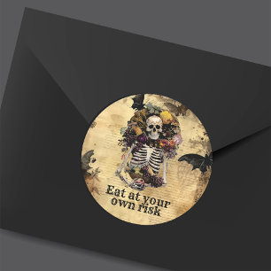 Sticker Rond Squelette vintage Halloween fête de récolte
