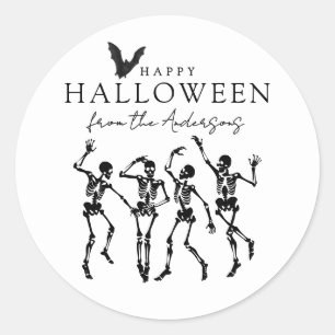 Sticker Rond Squelettes de danse modernes Joyeux Halloween