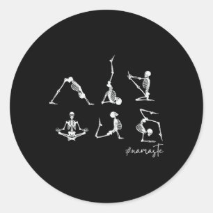 Sticker Rond Squelettes de yoga Namasté