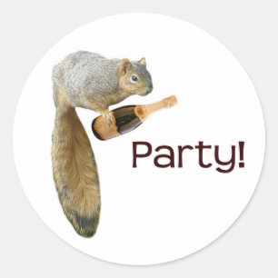Sticker Rond Squirrel Champagne Party !