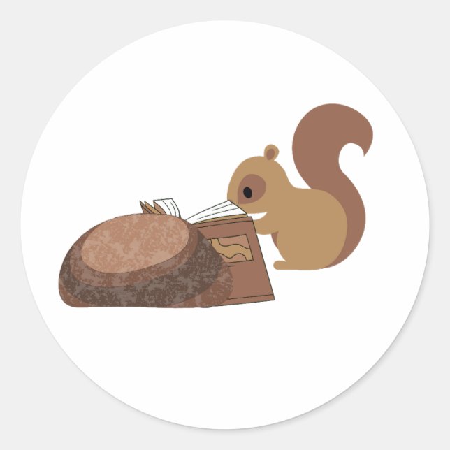 Sticker Rond Squirrel Reading  (Devant)
