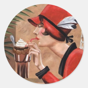 Sticker Rond Squisito Cioccolato Italienne Chocolate Femme en R