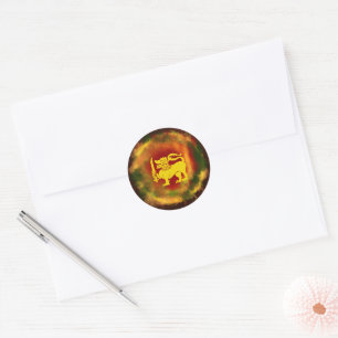 Sticker Rond Sri Lanka Drapeau Lion design pour Sri Lankais