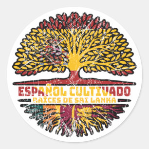 Sticker Rond Sri Lanka Sri Lanka Espagne Espagne Espagne Espagn