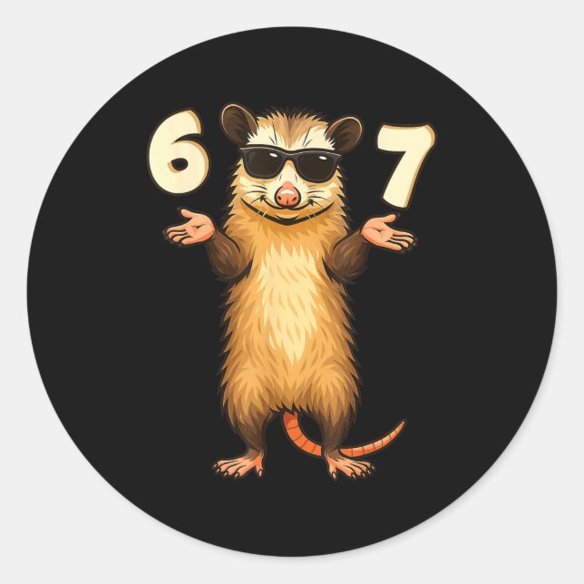 Sticker Rond Ssum 67 Hand Motion Meme Funny Kids Teens Gen Alph (Devant)