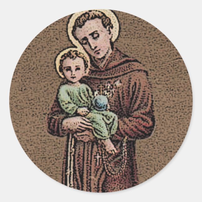 Sticker Rond St Anthony Priez Pour Nous (Devant)