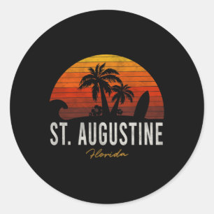 Sticker Rond St Augustine Beach Floride Fl Palms Surf de vacanc