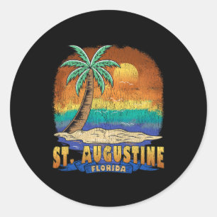 Sticker Rond St Augustine Floride Vintage Souvenir dévêtu