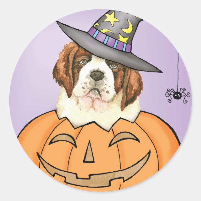 Sticker Rond St. Bernard Halloween (Devant)