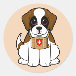 Sticker Rond St. Bernard Puppy