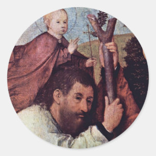 Sticker Rond St. Christopher [Détail], Par Hieronymus Bosch (B