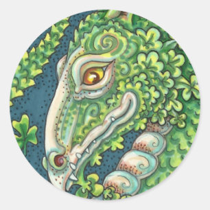 STICKER ROND ST. DRAGON SHAMROCK VERT DE PATRICK, IMAGINAIRE IR