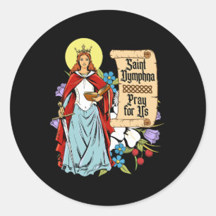 Sticker Rond St Dymphna Pureté Lily Patron Saint Santé mentale