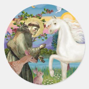Sticker Rond St Francis - Cheval arabe blanc