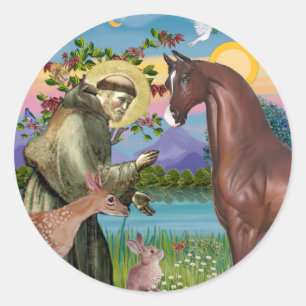 Sticker Rond St Francis - Cheval arabe brun