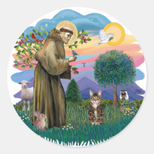 Sticker Rond St francis (ff) - Tabby Tiger cat