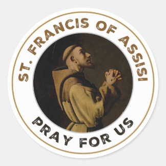 Sticker Rond St. François d'Assise Priez pour Nous