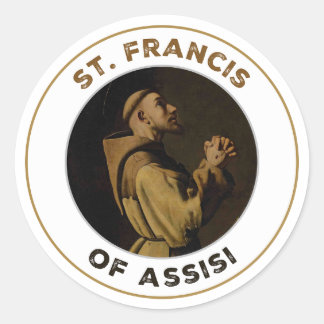 Sticker Rond St. François d'Assise Priez pour Nous