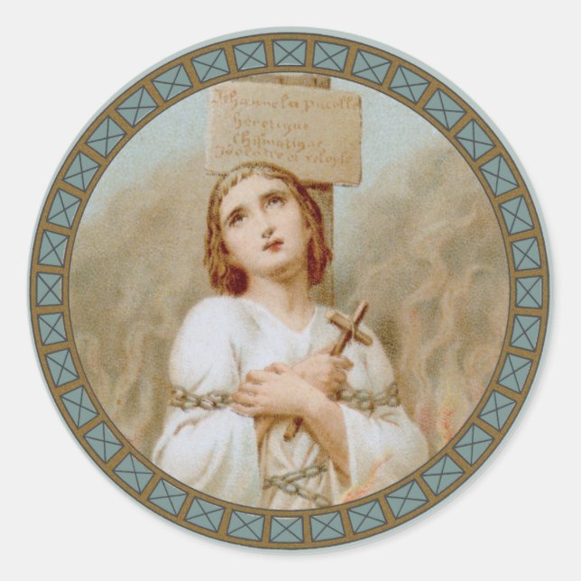 Sticker Rond St. Jeanne d'Arc brûlé à l'emprise (BF 01) (Devant)