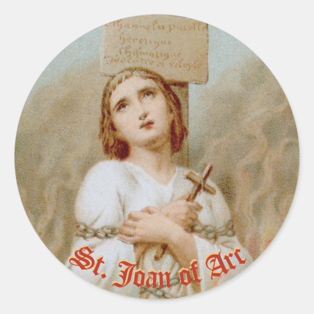 Sticker Rond St. Jeanne d'Arc brûlé à l'emprise (BF 01) (Devant)