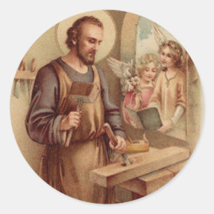 Sticker Rond St. Joseph Travail Catholique Saint Religieux Vint