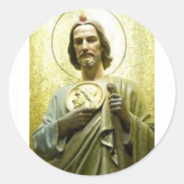 Sticker Rond St. Jude avec Halo, Cadeau pour catholiques, chrét (Devant)