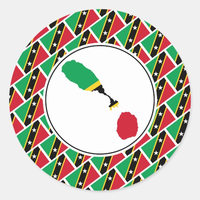 Sticker Rond ST KITTS NEVIS FLAG Kittitian Nevisian Map élégant (Devant)