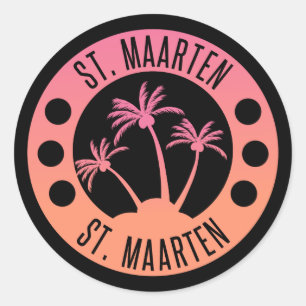 Sticker Rond St Maarten Rose et Coral Gradient Sint Martin