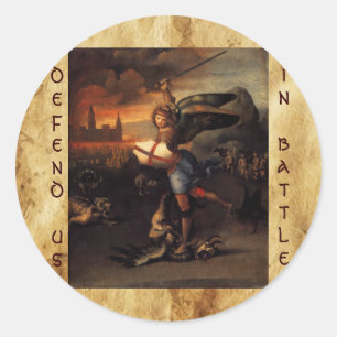 Sticker Rond St Michael et le Dragon, noir brun