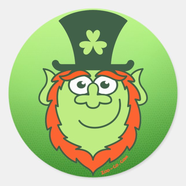 Sticker Rond St Paddy's Day Leprechaun Souriant (Devant)