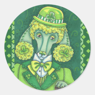 STICKER ROND ST. PADDY'S GREEN FRANÇAIS POODLE IRLANDAIS, CHIEN