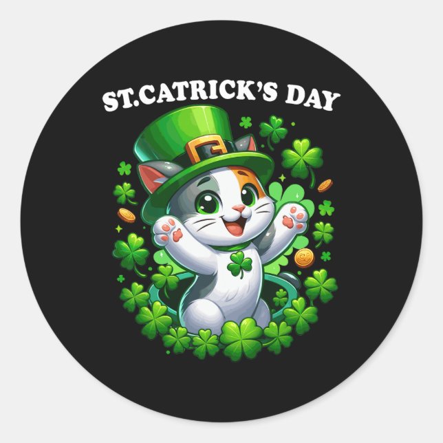 Sticker Rond St patrick Catricks Day Chats Saint Pattys Chat Lo (Devant)