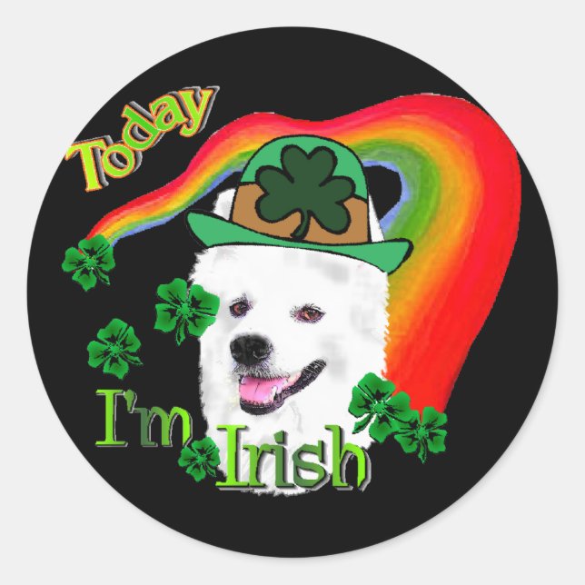 Sticker Rond St patrick Eskimo Chien américain (Devant)