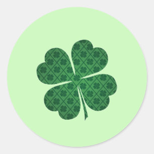 Sticker Rond St patrick Lucky Four Leaf Motif de trèfle vert