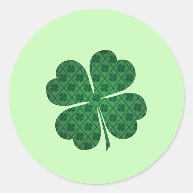 Sticker Rond St patrick Lucky Four Leaf Motif de trèfle vert (Devant)