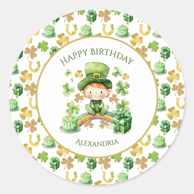 Sticker Rond St patrick Lucky One Premier Anniversaire (Devant)