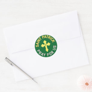 Sticker Rond St Patrick Priez Pour Nous Irlandais Catholique Ve
