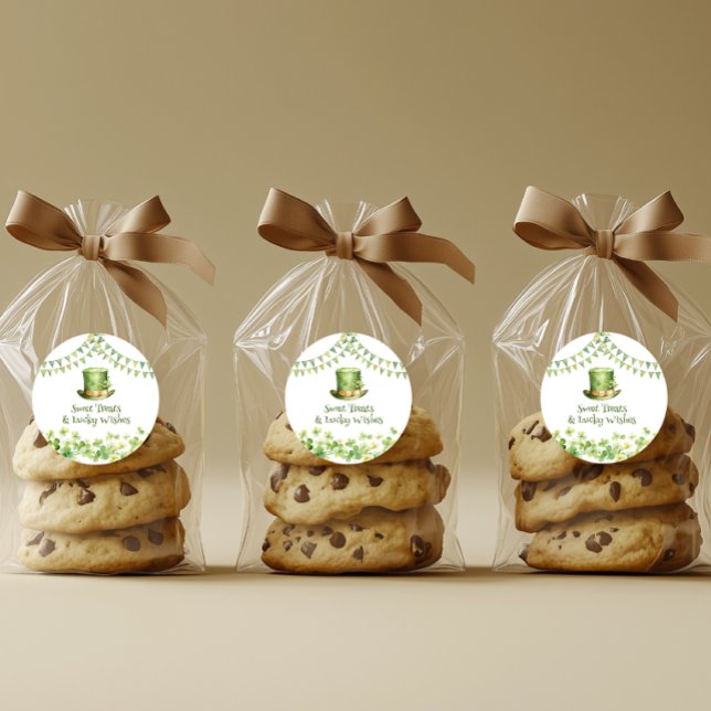 Sticker Rond St Patrick’s Day Party Green Clover Gift Label (St Patrick’s Day Party Green Clover Gift Label)