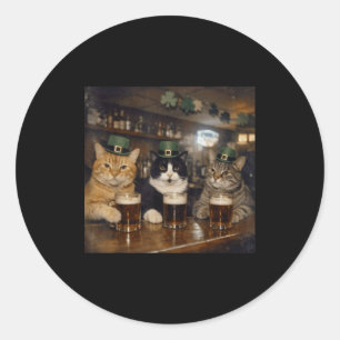 Sticker Rond St patricks catricks journee chats droles buvant d