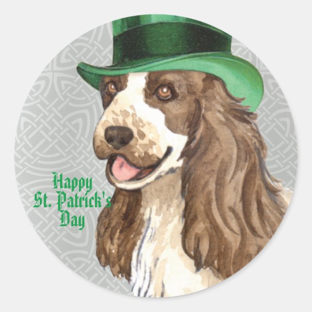 Sticker Rond St. Patrick's Day Anglais Cocker (Devant)