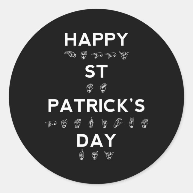 Sticker Rond St Patrick's Day Asl Sensibilisation des sourds (Devant)