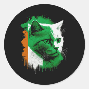 Sticker Rond St. Patrick's Day Chat Drapeau irlandais Hommes fe