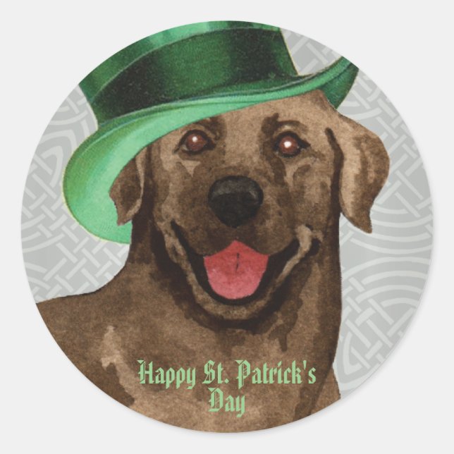 Sticker Rond St. Patrick's Day Chocolate Lab Classic Round Stic (Devant)