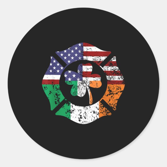 Sticker Rond St Patrick's Day Fireman Gift Proud Firefighter Qu (Devant)