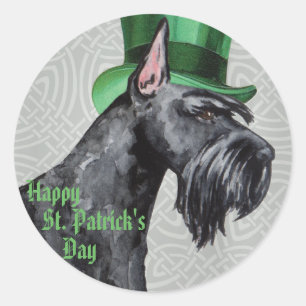 Sticker Rond St. Patrick's Day Giant Schnauzer
