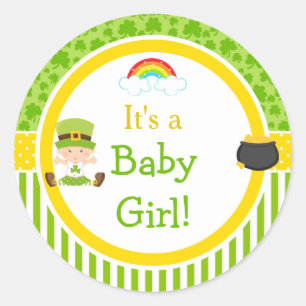 Sticker Rond St Patrick's Day Irish Holiday Girl Baby shower
